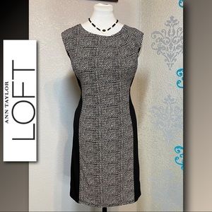 LOFT Black & Off White Tweed Sleeveless Shift Dress 
Size S